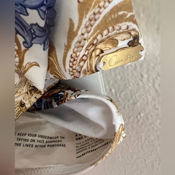 NWT $329 Camilla Blue Gold One Piece Swimsuit Size XS scoop Neck Soulsear - Picture 11 of 13